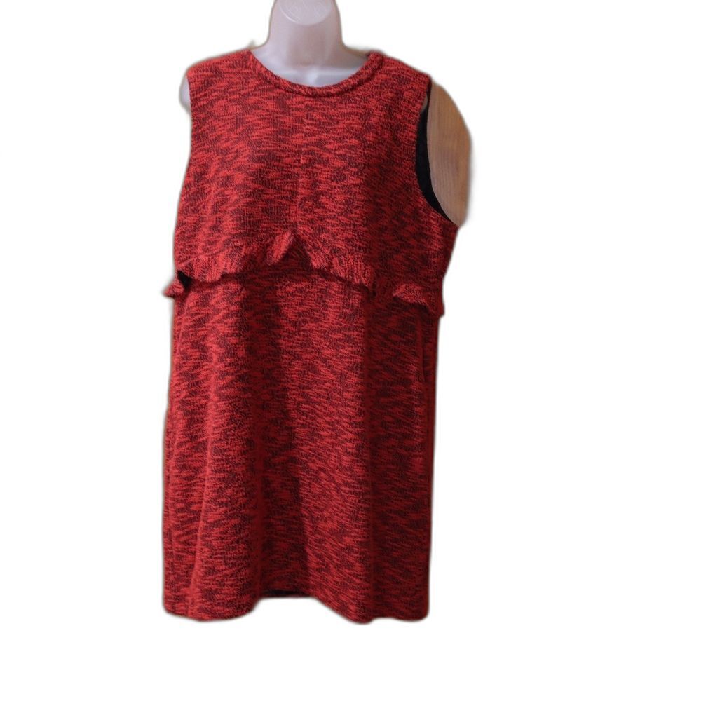 Karen Walker Hi There Red Sleeveless Mini Peplum Career Tweed Vintage Dress 14